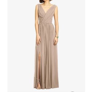Dessy Sleeveless Draped Chiffon Maxi Dress, Topaz, Size 2